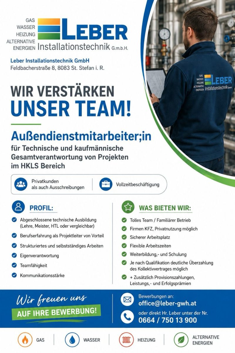 Außendienstmitarbeiter für HKLS-Projekte gesucht